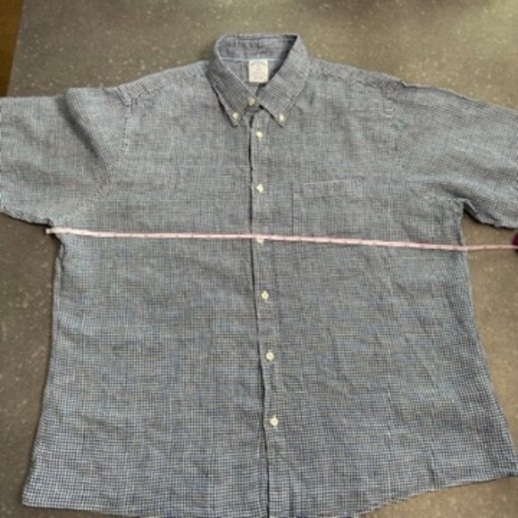 Brooks Brothers Regent Fit 100% Linen Gingham Shirt – Navy & White – Size XXL - Picture 12 of 12